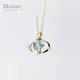 Modian-Collier pendentif planète en cristal bleu carillon pour femme 100% argent regardé 925