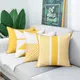 Juste de coussin de canapé en peluche jaune et blanc taie géométrique courte décoration de la