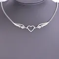 Collier ras du cou Vintage en acier inoxydable pendentif en forme de coeur d'aile d'ange chaîne