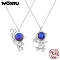 WOSTU – collier d'astronaute en argent Sterling 925 pendentif étoile cueillant chaîne en verre