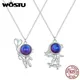 WOSTU – collier d'astronaute en argent Sterling 925 pendentif étoile cueillant chaîne en verre