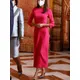 Robe mi-longue vintage rouge pour femme robe de créateur élégante haute qualité mode de rue