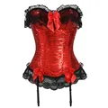 Corset gothique rouge pour femme corset sexy en dentelle avec jarretelles haut vintage à lacets