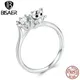 BISAER – bague chat et Zircon en argent Sterling 925 bague en Pet plaquée platine pour femmes