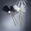 Bâtonnets en dentelle avec gros nœud en perles pour femmes accessoires pour cheveux coréen en