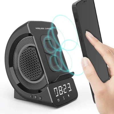 Support de téléphone à chargement sans fil avec haut-parleur Bluetooth 5.0 réveil lecteur de