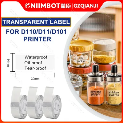 Niimbot-Rouleau d'Étiquettes Autocollantes Transparentes Papier Thermique Imperméable Huile D11