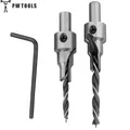 2 pcs/set 3 Steps Countersink Drill Bit Pilot Drill Bits Set Reamer Screw Hinge Hole Saw Chamfer 4-6