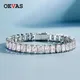 OEVAS-Bracelets en diamant à haute teneur en carbone taille émeraude pour femme 100% argent regardé