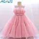 MQATZ – robe d'été bouffante rose pour enfants vêtements de princesse d'anniversaire avec nœud