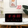 Shoous-Horloge murale numérique à LED avec prise 4 alarmes horloge de table de bureau calendrier