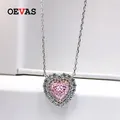OEVAS-Collier pendentif coeur en diamant pour femme 100% argent regardé 925 rose jaune haute