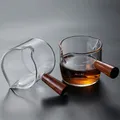 Pichet à café à lait en verre à Double bouche avec poignée en bois balance en verre tasse à