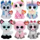 Ty Beanie Boos-Jouet en peluche rayé vert clair pour enfants renard avec yeux roses brillants