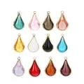 Pendentifs métalliques en cuivre couleur or multicolores en forme de goutte de verre pour