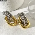 Kshmir – boucles d'oreilles en métal bicolore pour femmes accessoires de bijouterie à la mode