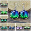 North Lights – boucles d'oreilles Cabochon en verre en alliage plaqué argent goutte bijoux