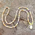 Perle de prière Mala bouddhiste 108 perles Mala Olive Opale rose 10/2019 aMala Prière