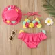 Maillot de bain trois pièces pour bébés filles ensemble bikini à fleurs col licou bas en Y