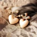 Boucles d'oreilles en forme de cœur avec strass bijoux en forme de couronne en forme de cœur