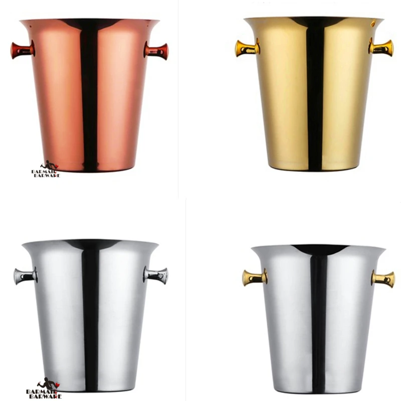 Seau à glace en acier inoxydable 2L/4L, Style européen, pour vin, Champagne, refroidisseur de bouteille de vin, refroidisseur de bière, baril de glace