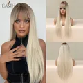 Eashihair – perruque synthétique longue lisse avec frange pour femme cheveux naturels résistants à