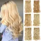 My-Diva-Extensions de Cheveux Synthétiques Longs et Ondulés Postiche à 5 Clips Brun Foncé Blond