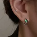 Boucles d'oreilles créoles en cristal vert olive pour femmes Huggies géométriques cadeau de