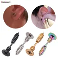 Boucles d'oreilles en acier chirurgical noir pour femmes et hommes faux bouchons d'oreille 18G