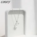 CIAXY – colliers en forme de petite baleine pour femmes couleur argent pendentif en nacre chaîne