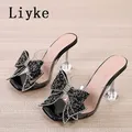 VEYKE-Pantoufles à paillettes en cristal avec nœud papillon pour femmes sandales de style étrange