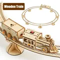 Train à Vapeur Mobile avec Piste Puzzle 3D Jouet d'Assemblage Électrique Modèle en Bois Analyste
