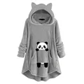 Sweat à capuche moelleux pour femme Kawaii Krasnosweat-shirt joli bonnet d'oreille de chat pull