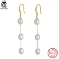 ORSA Jewelry – boucles d'oreilles pendantes en argent Sterling 925 bijoux en or 14K longue chaîne