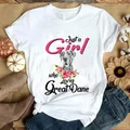 T-shirt Just A Girl Who love Great danois 100% coton avec image d'animal de compagnie pour les