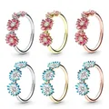 Bague en Émail Rose et Bleu pour Homme et Femme Bijoux en Or Rose et Argent Idéal pour Document