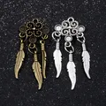 Lot de 10 pendentifs en alliage 2 couleurs Style rétro feuille d'arbre ailes de plumes Style