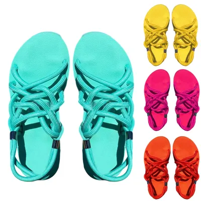 Sandales à plateforme en corde tressée pour femmes chaussures de plage été