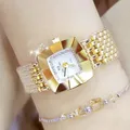 Montre carrée à quartz en or diamant pour femme montre-bracelet de luxe pour femme horloge pour