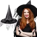 Chapeaux de sorcière d'halloween avec voile de toile d'araignée pour femmes chapeaux de fête