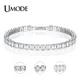 UMODE – Tennis rond cristal pour hommes Rectangle carré Zircon blanc or longue boîte chaîne bijoux