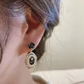Boucles d'oreilles fleur de camélia pour femmes et filles perle pendentif en métal breloque