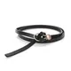 Ceinture fine en cuir de vache pour femmes ceinturon décoratif noué à la mode pour robe pull noir