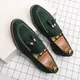 Mocassins de marque de luxe pour hommes Slip-on Green Tassel Chaussures en cuir de mode