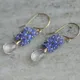 Boucles d'oreilles en Quartz de lavande et en Tanzanite remplis d'or en aigue-marine et perles