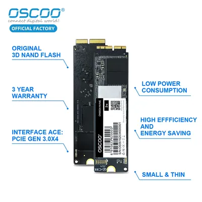 OSCOO PICe-Disque dur SSD NVcloser pour Macbook Pro A1502 A1398 Mac Air A1369 A1465 A1466 iMac