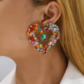 Boucles d'oreilles romantiques en forme de cœur pour femmes bijoux de luxe strass clou d'oreille