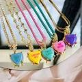 Collier pendentif coeur coloré pour femme bijoux fantaisie ChimEnglish GROResin Love Coussins