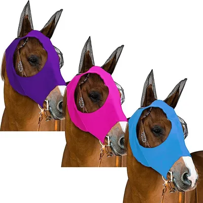Masques cheval multicolores anti-moustiques respirants et extensibles équipement d'équitation