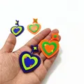 KUGUYS-Boucles d'oreilles en forme de cœur et d'étoile pour femme bijoux en acrylique orange